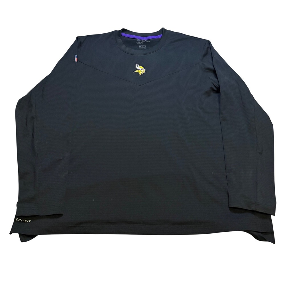 Nike Minnesota Vikings NFL On Field Dri-Fit Shirt Black Long Sleeve Men's XXL